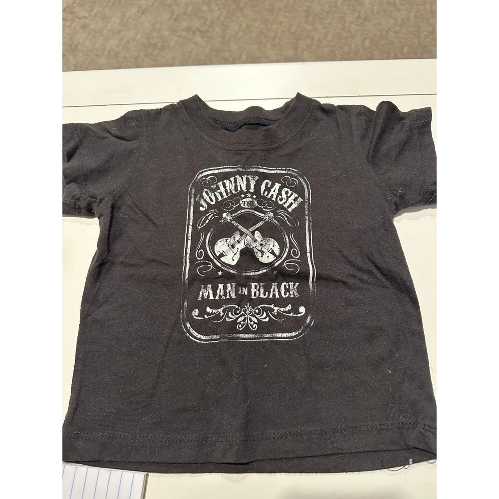 Johnny Cash Kids Man In Black Graphic T-Shirt Black Short Sleeve Music Tee